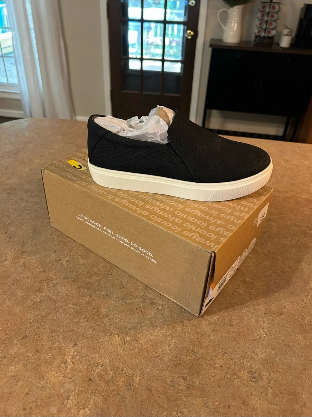 Dr. Scholl's Black Slip-On Platform Sneaker with White Sole